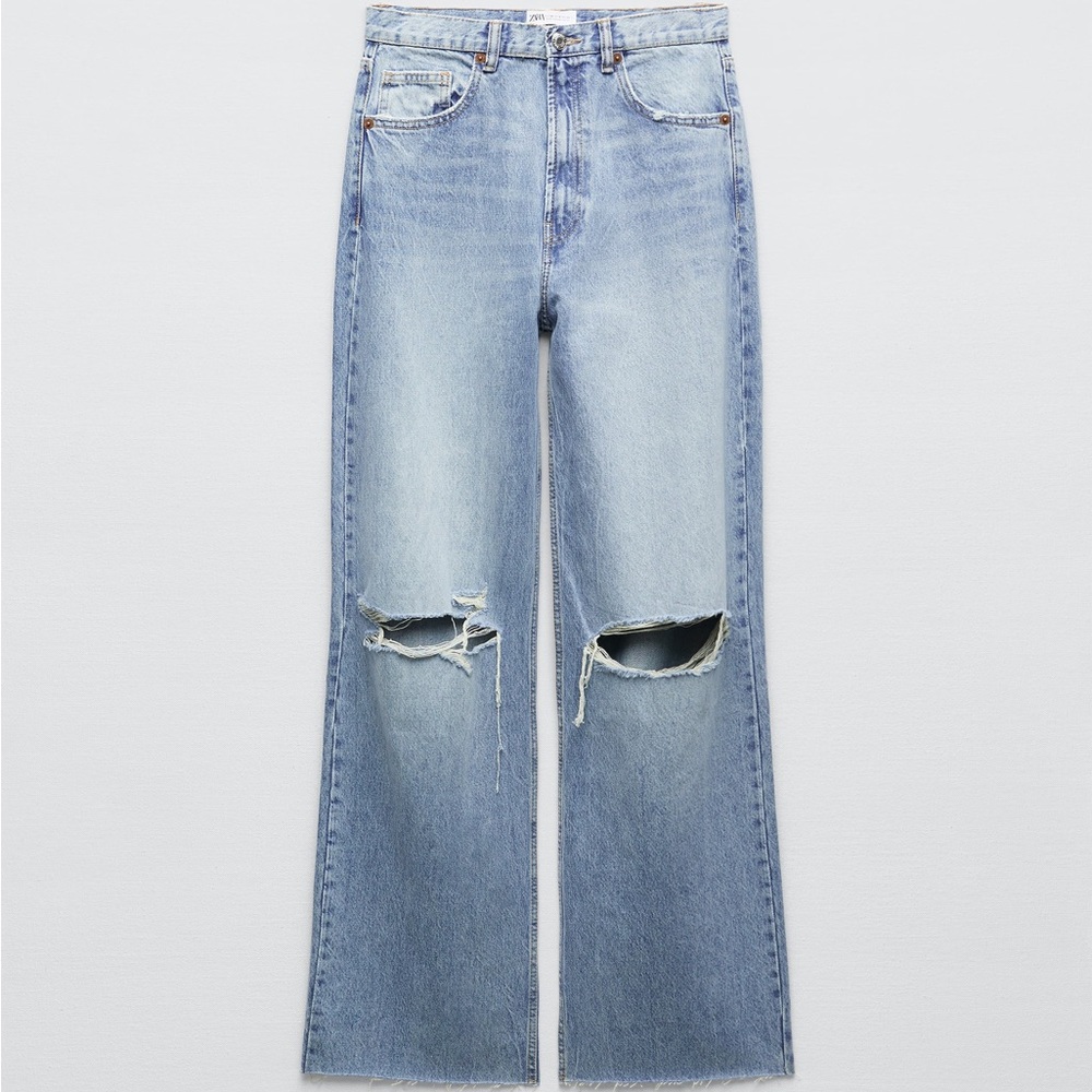 Zara wide leg ripped jeans